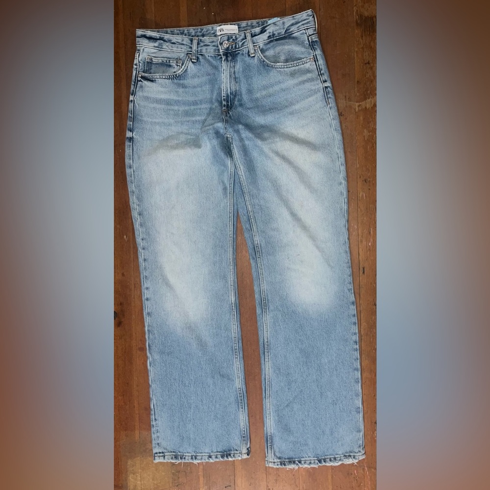 Womens Zara full length TRF mid rise wide leg jeans